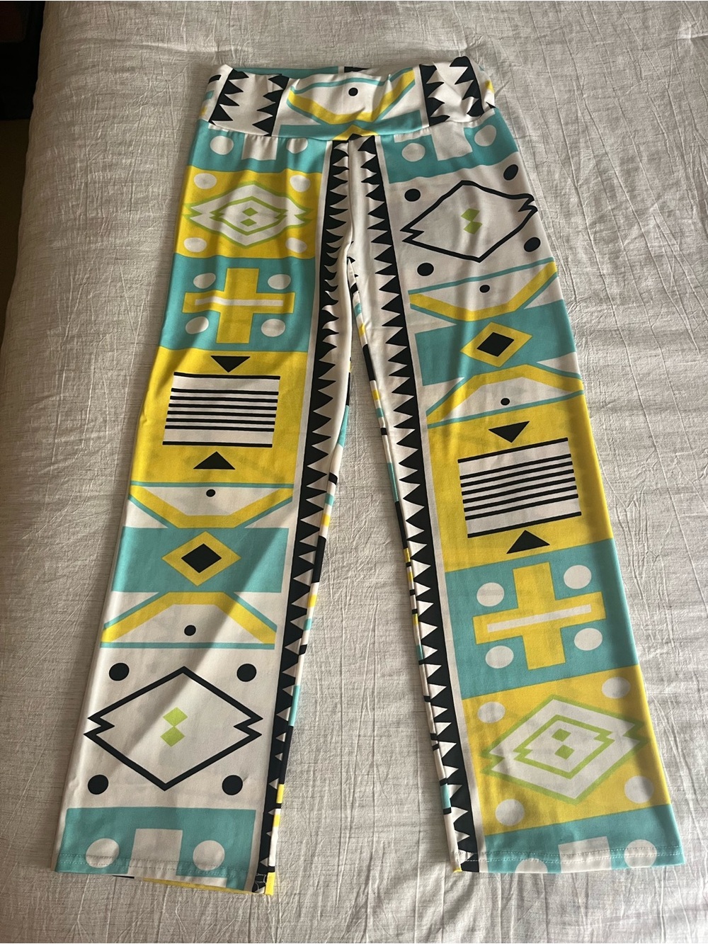 Aztec Print Wide Leg Slinky Pants